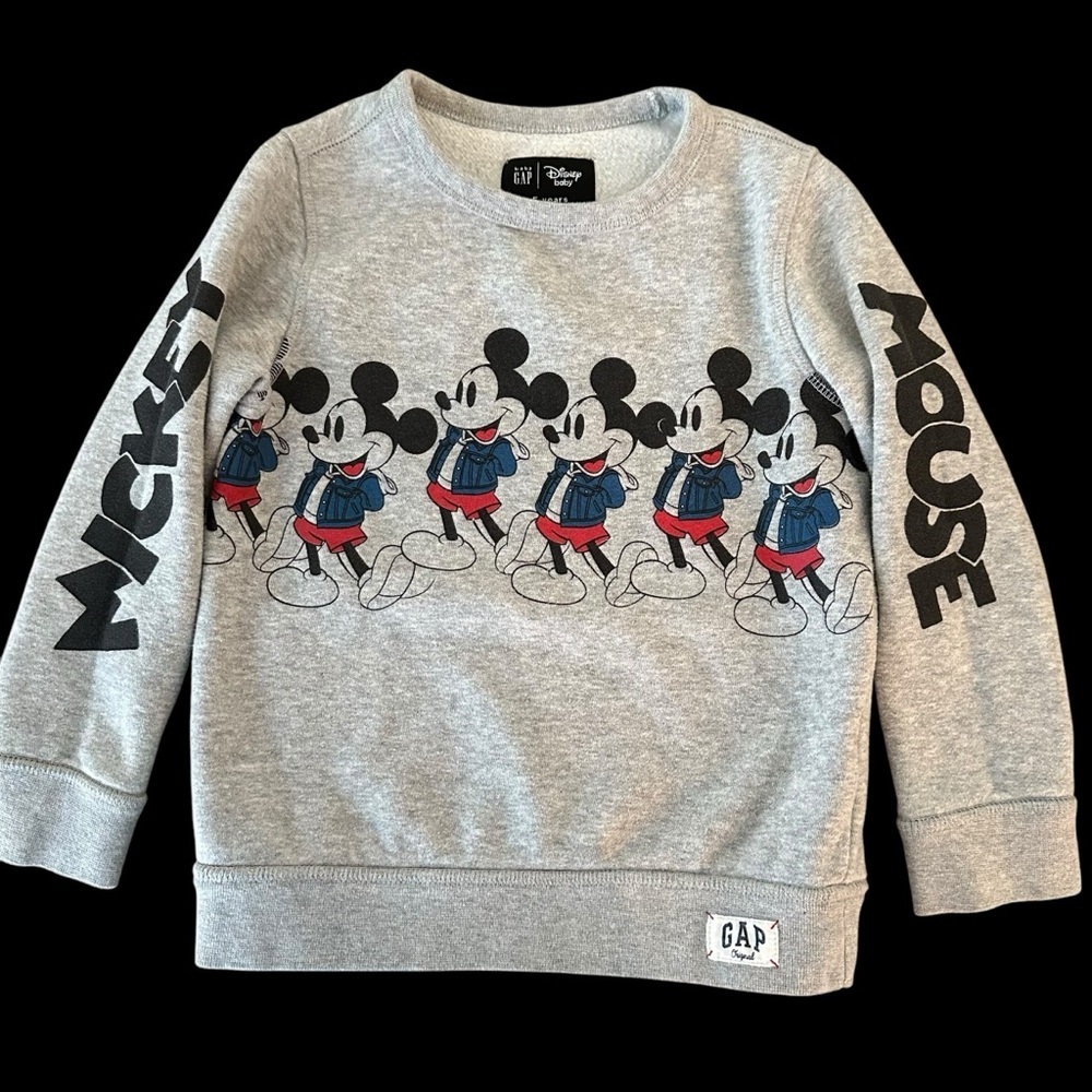 Baby Gap X Disney Kids size 5 Gray Mickey Mouse Crewneck Sweatshirt Top Grey